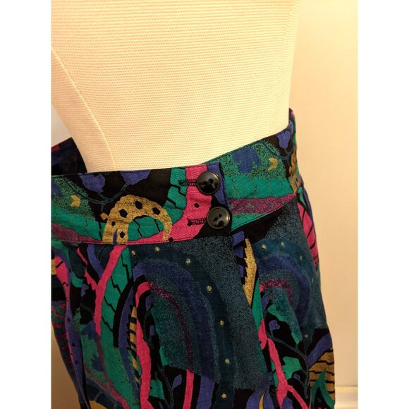 Vintage 80s High Waist Paisley Forest Fairy Whimsygoth Maxi Skirt Retro Sz 12 - Picture 6 of 10